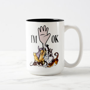 CAT I'm OK, Lusnykatt gåva, Crazy Cat Dam Gift Två-Tonad Mugg