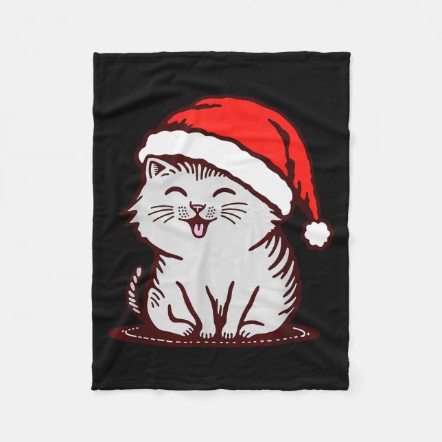 Cat In A Santa Hat  Fleecefilt (Framsidan)