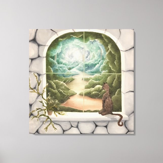 Cat in a Window Canvastryck (Framsida)