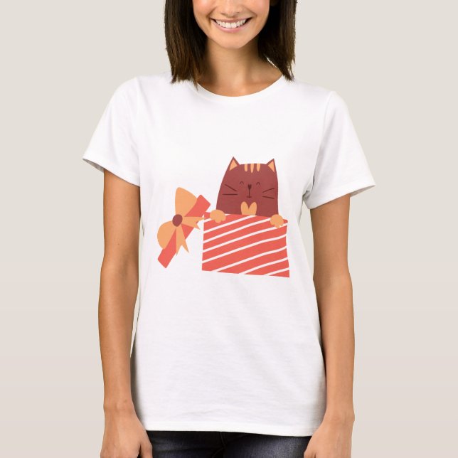Cat in box funny t shirt (Framsida)