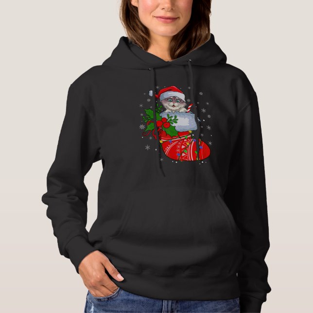 Cat In Christmas Socks   Santa Cat Xmas T Shirt (Framsida)