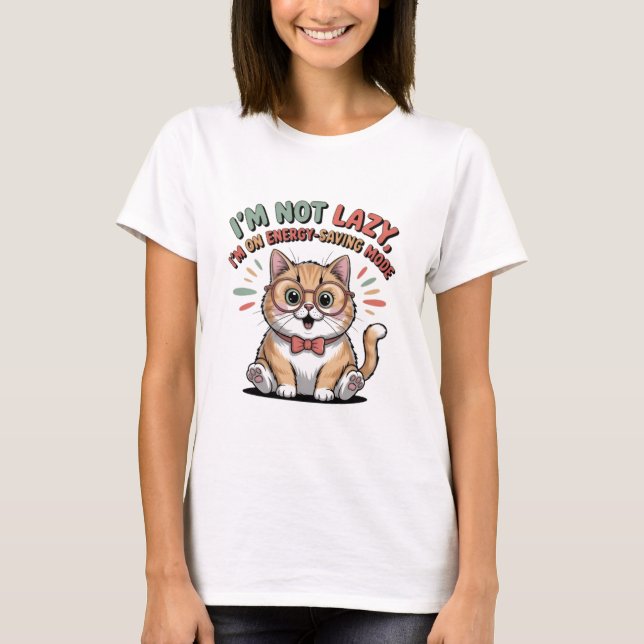 Cat in Energy Saving Mode T Shirt (Framsida)