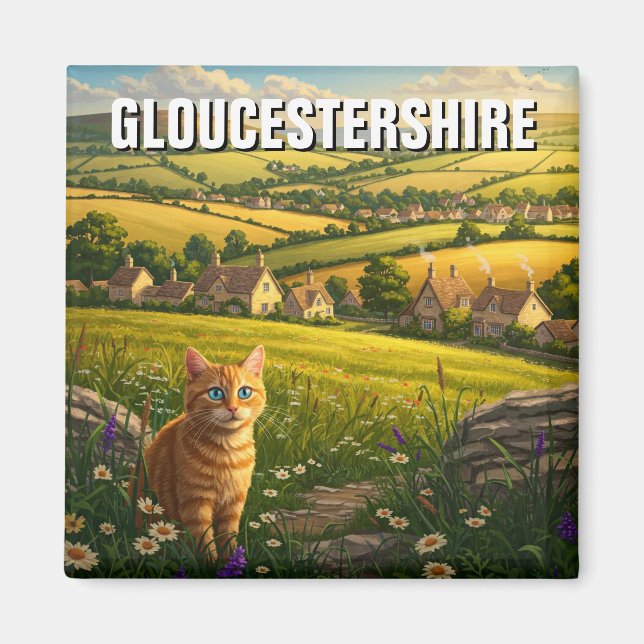 Cat in Gloucestershire England Travel Magnet (Framsidan)