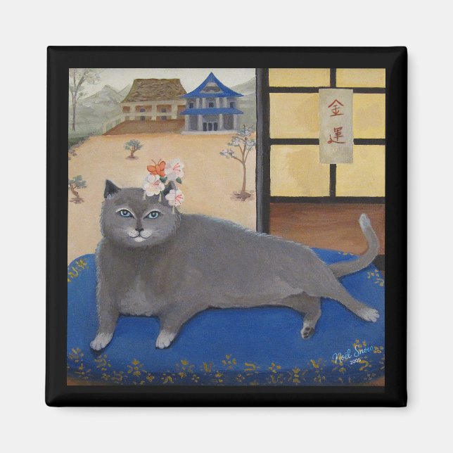 Cat in Japan Painting Magnet (Framsidan)
