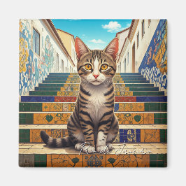 Cat in Rio de Janeiro Lapa Escadaria Selaron Steep Magnet