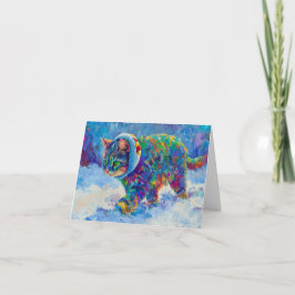 Cat in Snow Wearing Ear Muffs Tack Kort