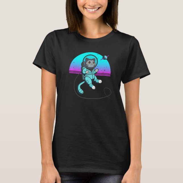 Cat in Space Space Cat Nerdy  3 T Shirt (Framsida)