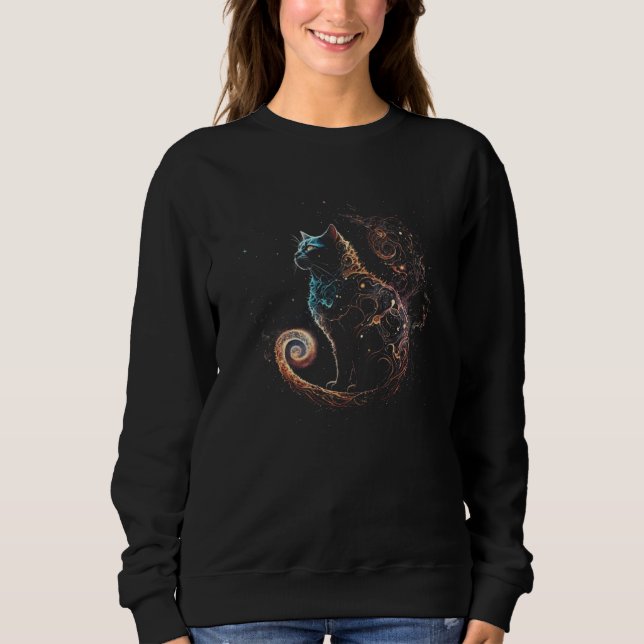 Cat In The Galaxy And Space Kitten Cat Head 1 T Shirt (Framsida)