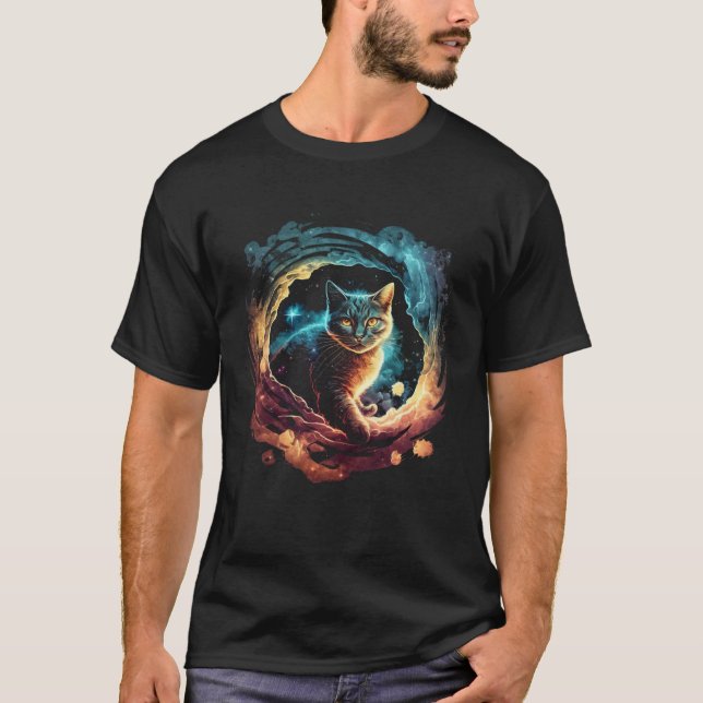 Cat In The Galaxy And Space Kitten Cat Head  2 T Shirt (Framsida)