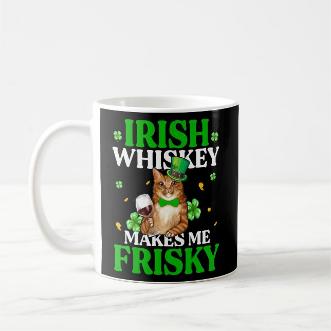 Cat Irish Whiskey gör mig Frisky St patrick's day Kaffemugg (Vänster)