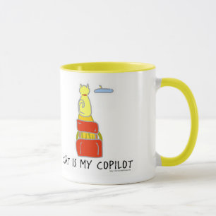 Cat Is Copilot Funny Tecknad Art Roligt Motto Mugg
