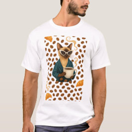 Cat is drinking coffee for Cat lovers T-Shirt