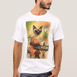 Cat is drinking coffee for Cat lovers T-Shirt