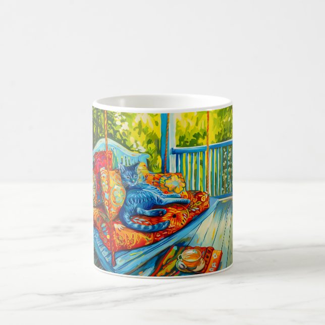 Cat is Grooming on Swing Kaffemugg (Center)