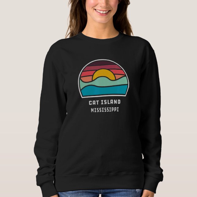 Cat Island Mississippi Cool Minimalist Ocean Wave  T Shirt (Framsida)