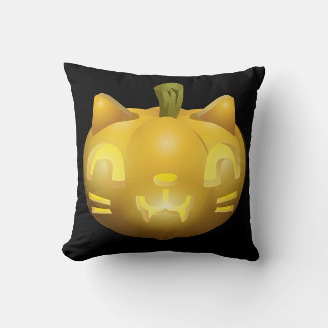 Cat Jack o lantern Kudde (Framsida)