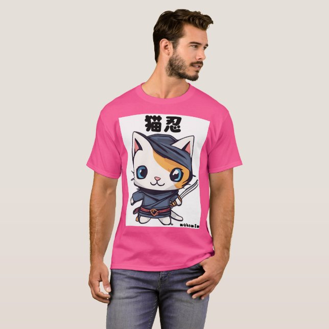 cat japan ninja 忍者　猫　かわいい　キャラ t shirt (Hel framsida)