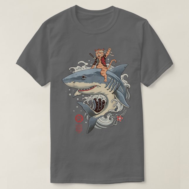 Cat Japansk Neko Samurai Ninja Kawaii Tattoo Grap T Shirt (Design framsida)