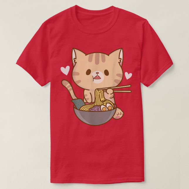 Cat Japansk Ramen Bowl Cute Kitten Noodles Graphi T Shirt (Design framsida)