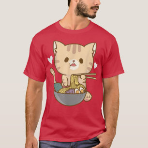 Cat Japansk Ramen Bowl Cute Kitten Noodles Graphi T Shirt