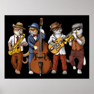Cat Jazz Musician Poster