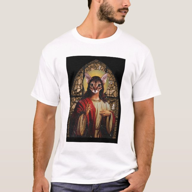 Cat Jesus T Shirt (Framsida)