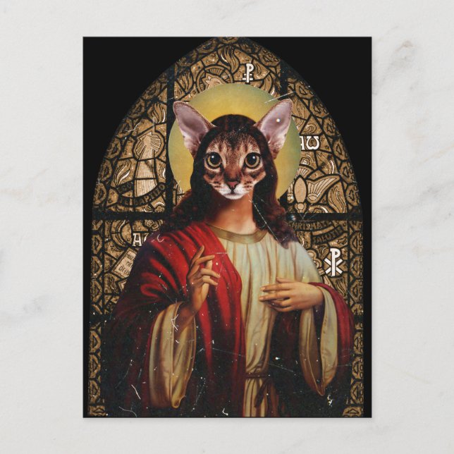 Cat Jesus Vykort (Framsida)