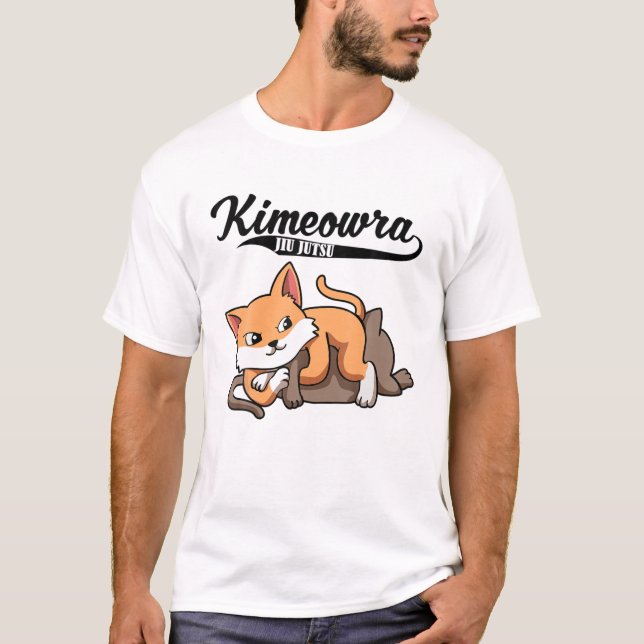 Cat Jiu Jitsu Kimura Kimeowra Cute Kawaii BJJ Funn T Shirt (Framsida)