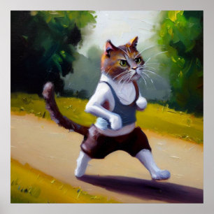 Cat Joging Poster