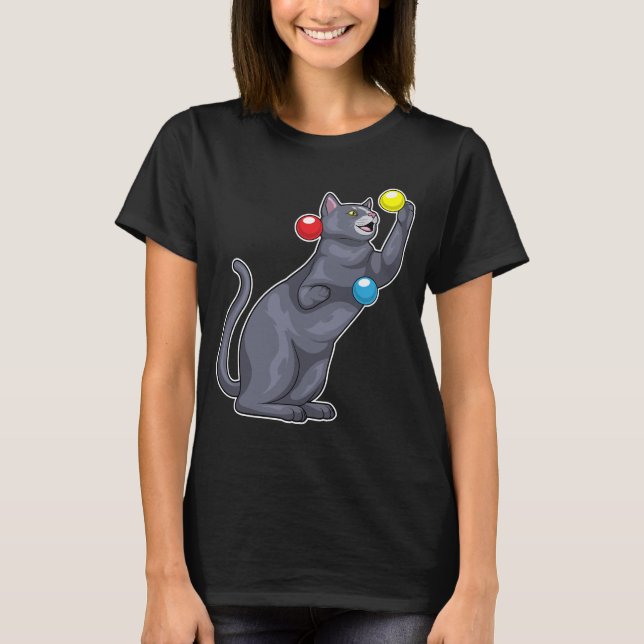 Cat Juggler Juggle T Shirt (Framsida)
