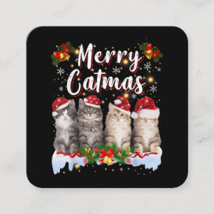 Cat jul Santa Hat Funny Merry Catmas Fyrkantigt Visitkort