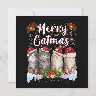 Cat jul Santa Hat Funny Merry Catmas Inbjudningar