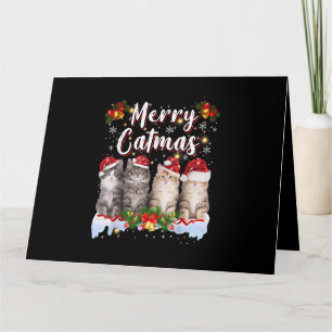 Cat jul Santa Hat Funny Merry Catmas Kort