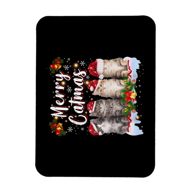 Cat jul Santa Hat Funny Merry Catmas Magnet (Vertikal)