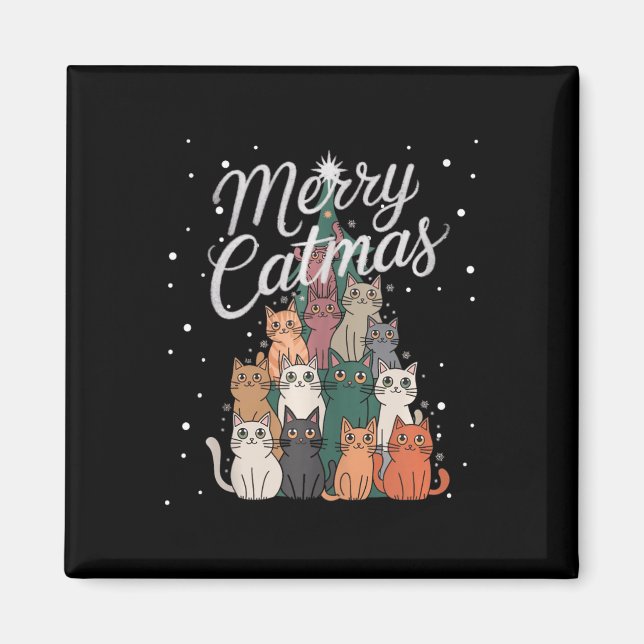 Cat Julafton Träd Cats Julgran Marry Catmas Magnet (Framsidan)