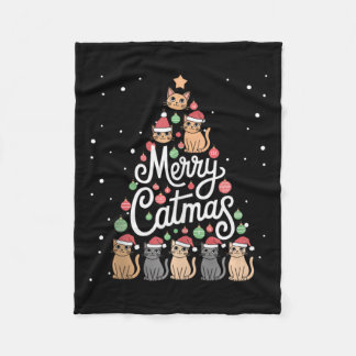 Cat Julafton Träd Cats Julgran Marry Catmas Tan Fleecefilt