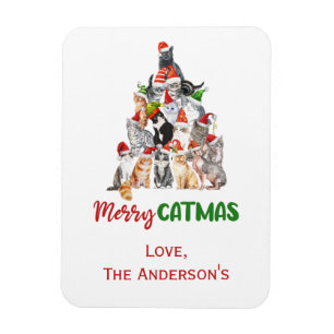 Cat Julgran Cat Lover-julkort Magnet