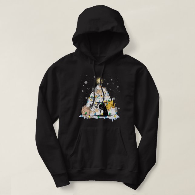 Cat Julgran Cute Cats Design Women me Hoodie (Design framsida)