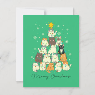 Cat Julgran Cute Ljus Julkort