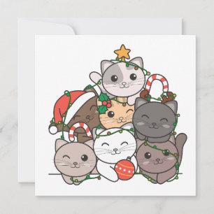 Cat Julgran Funny Animal God jul Julkort