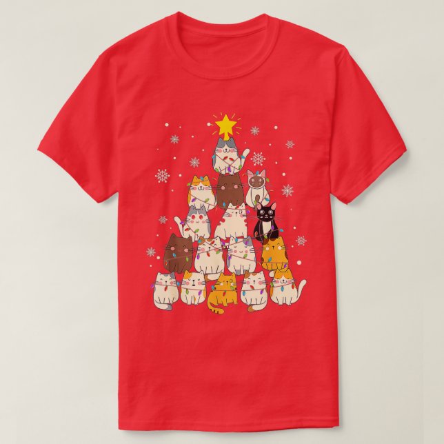 Cat Julgran Funny jul Merry Catmas Bo T Shirt (Design framsida)