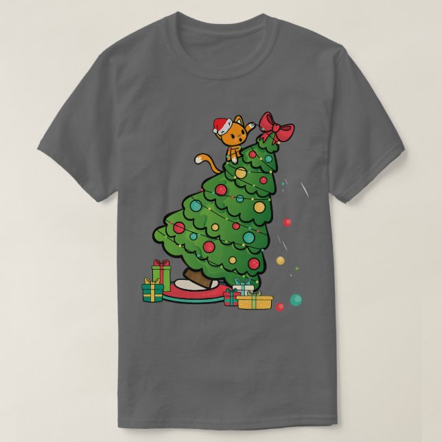 Cat Julgran jul Kitten T Shirt (Design framsida)