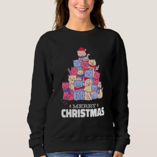 Cat Julgran jul Ljus Cute Cat Chris T Shirt