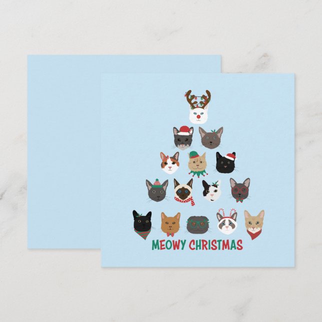 Cat Julgran Julkort (Fram/baksida)