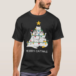 Cat Julgran Merry Catmas Meowy jul T Shirt