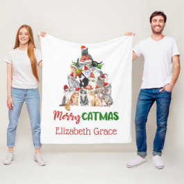 Cat Julgran Merry Catmus Cat Lovers Gift Fleecefilt