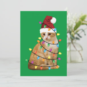 Cat Julgran Santa Funny Julafton Cat Lover Inbjudningar