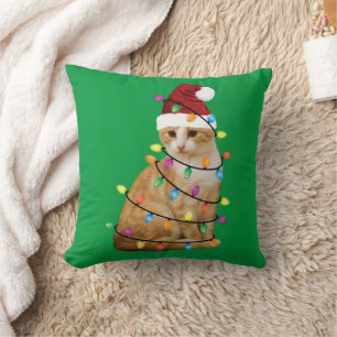 Cat Julgran Santa Funny Julafton Cat Lover Kudde