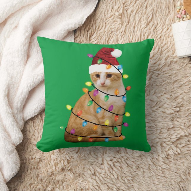 Cat Julgran Santa Funny Julafton Cat Lover Kudde (Filt)