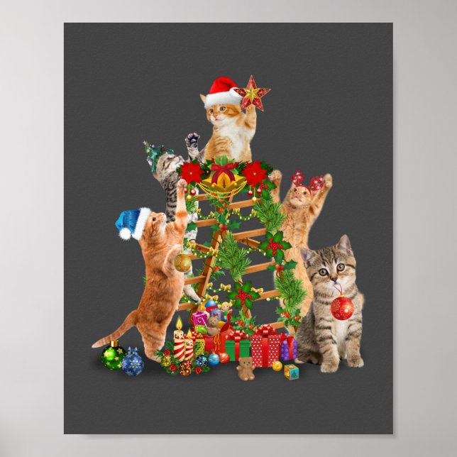 Cat Julgran Ugly jul Cat Mamma Cat Pappa Poster (Framsidan)